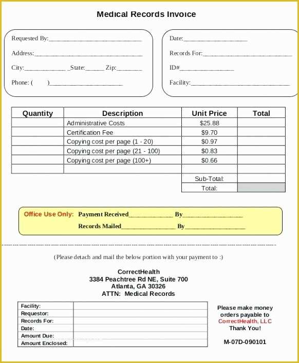 Free Medical Invoice Template Of Medical Records Fee Invoice Template