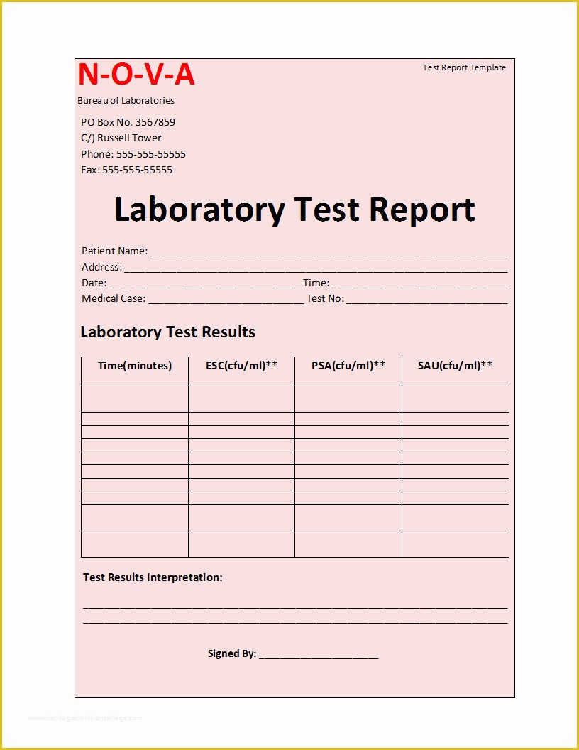 Free Medical Laboratory Website Template Of Experiment Report Template Test Report Free formats