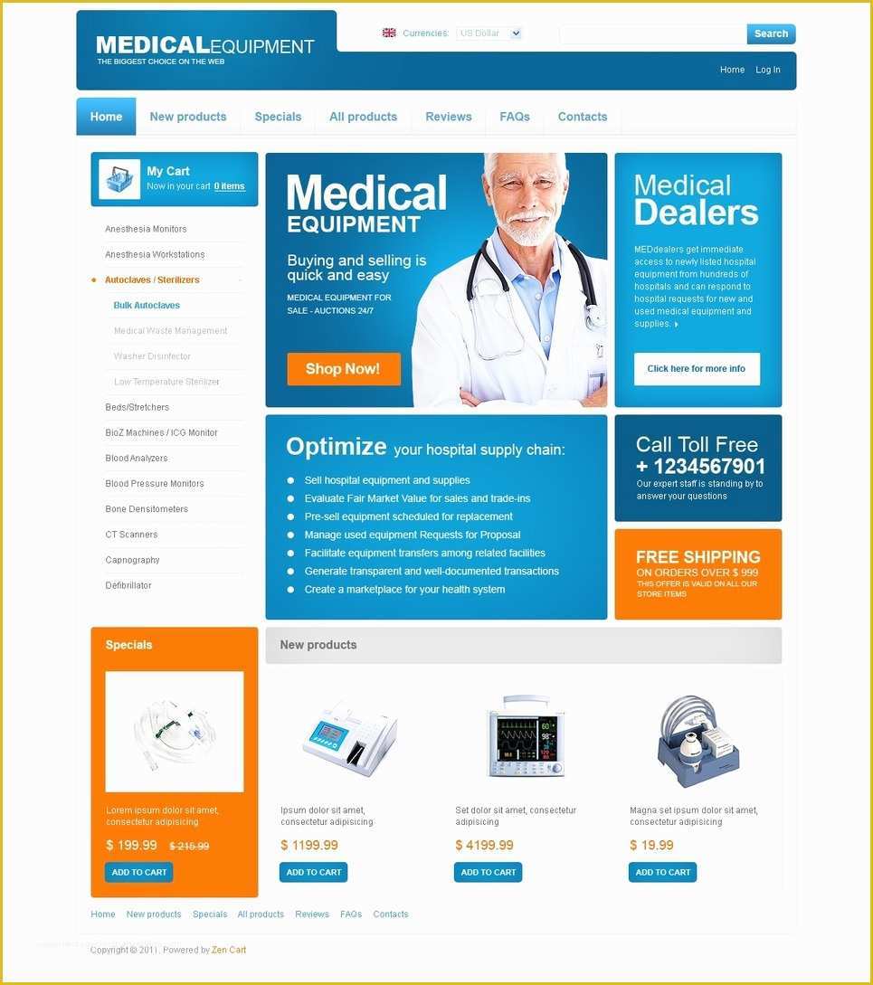 Free Medical Laboratory Website Template Of Medical Equipment Zencart Template