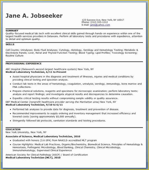 Free Medical Laboratory Website Template Of Medical Laboratory Technician Resume Sample