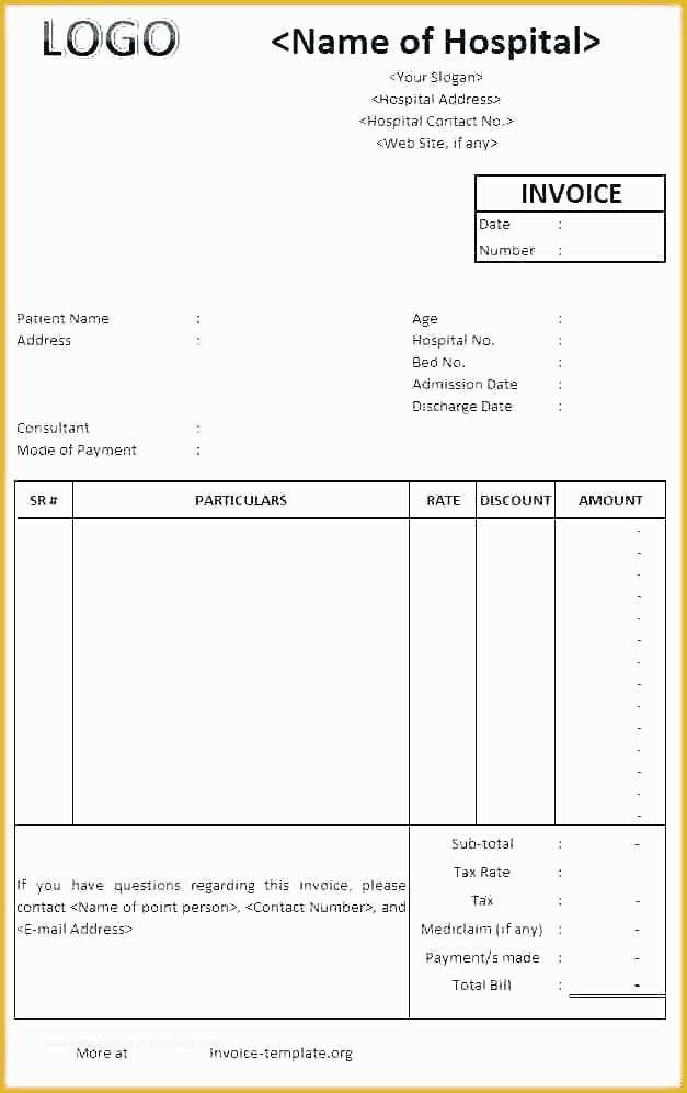 Free Medical Receipt Template Of Fake Hospital Bill Template Medical Invoice Excel Co