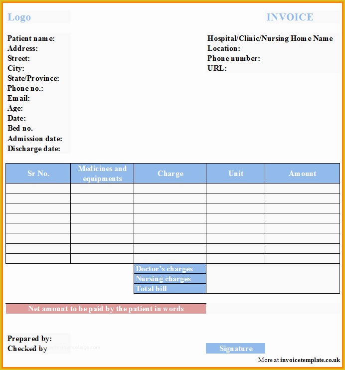 Free Medical Receipt Template Of Medical Receipt Template Medical Invoice Template 8 Free
