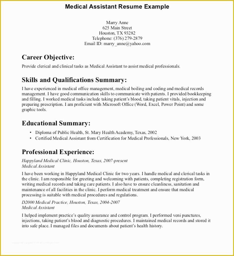 Free Medical Resume Templates Microsoft Word Of Free Medical assistante Template Templates Microsoft