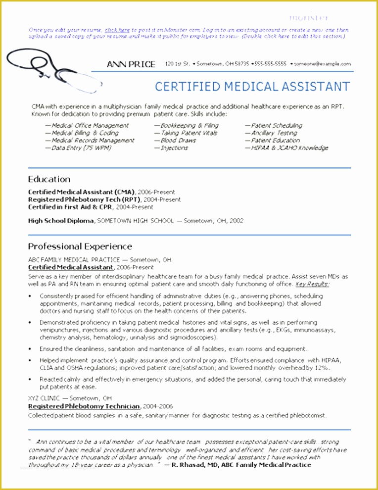 49 Free Medical Resume Templates Microsoft Word