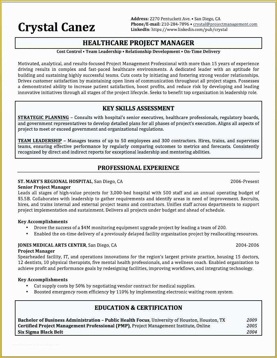 Free Medical Resume Templates Microsoft Word Of Free Project Manager Resume Templates Healthcare Project