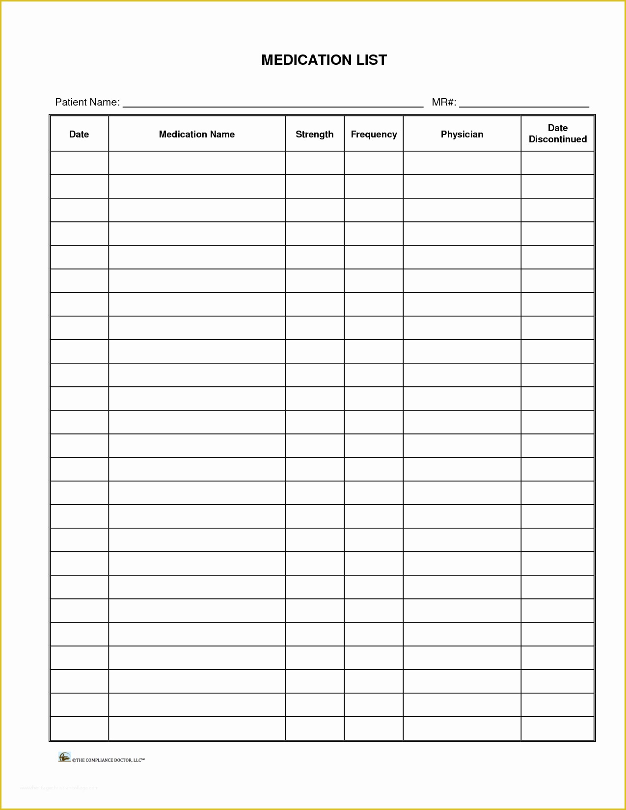 Free Medication Reconciliation Template Of 5 Best Of Printable Home Med Blank Medication