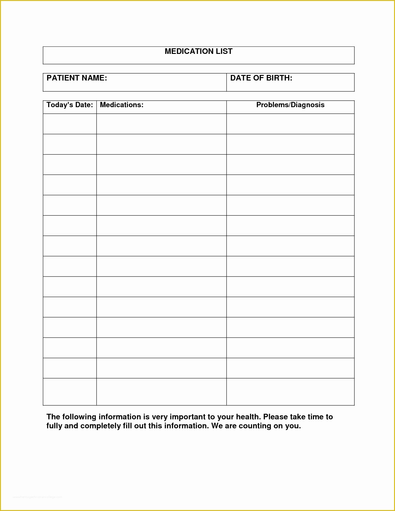 Free Medication Reconciliation Template Of Blank Template for Patient Medication to Pin On