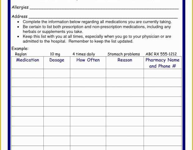 Free Medication Reconciliation Template Of Medication List Template