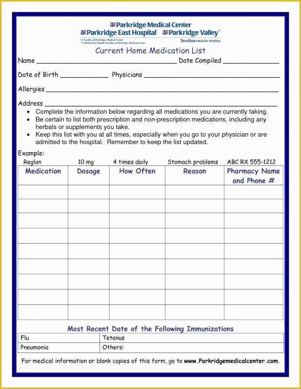 50 Free Medication Reconciliation Template