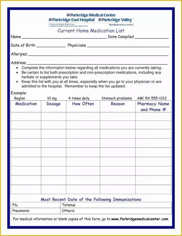 Free Medication Reconciliation Template Of Medication List Template