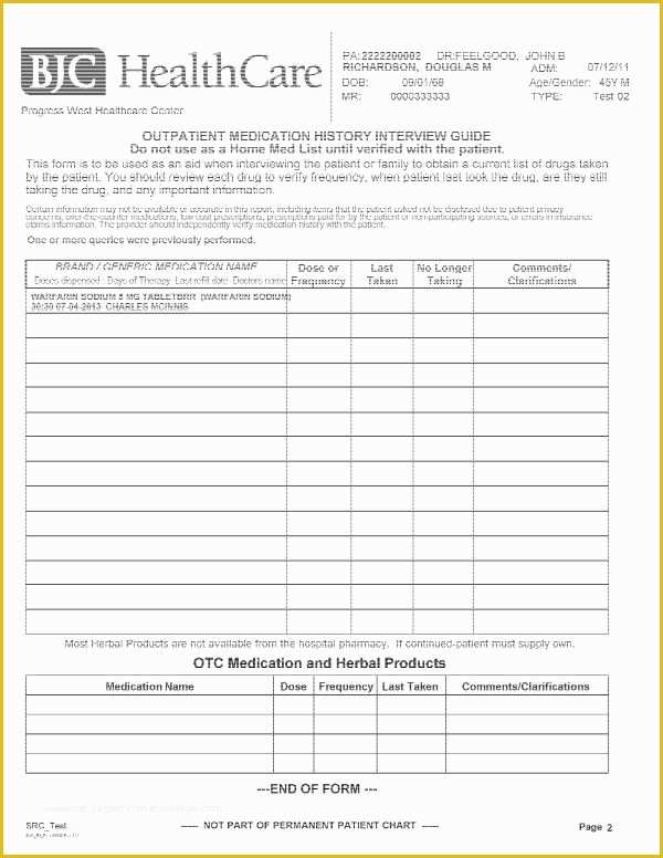 Free Medication Reconciliation Template Of Medication Reconciliation form