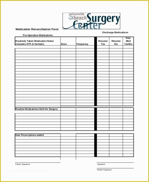 Free Medication Reconciliation Template Of Sample Medical form 20 Free Documents In Pdf