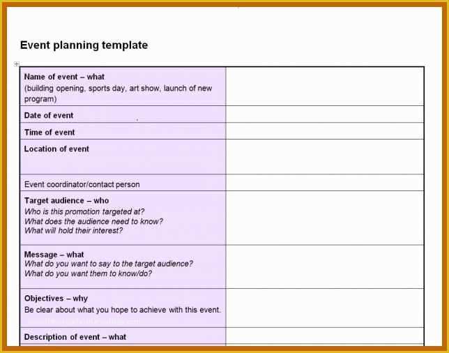 Free Meeting Planning Templates Of 4 5 event Planner Template