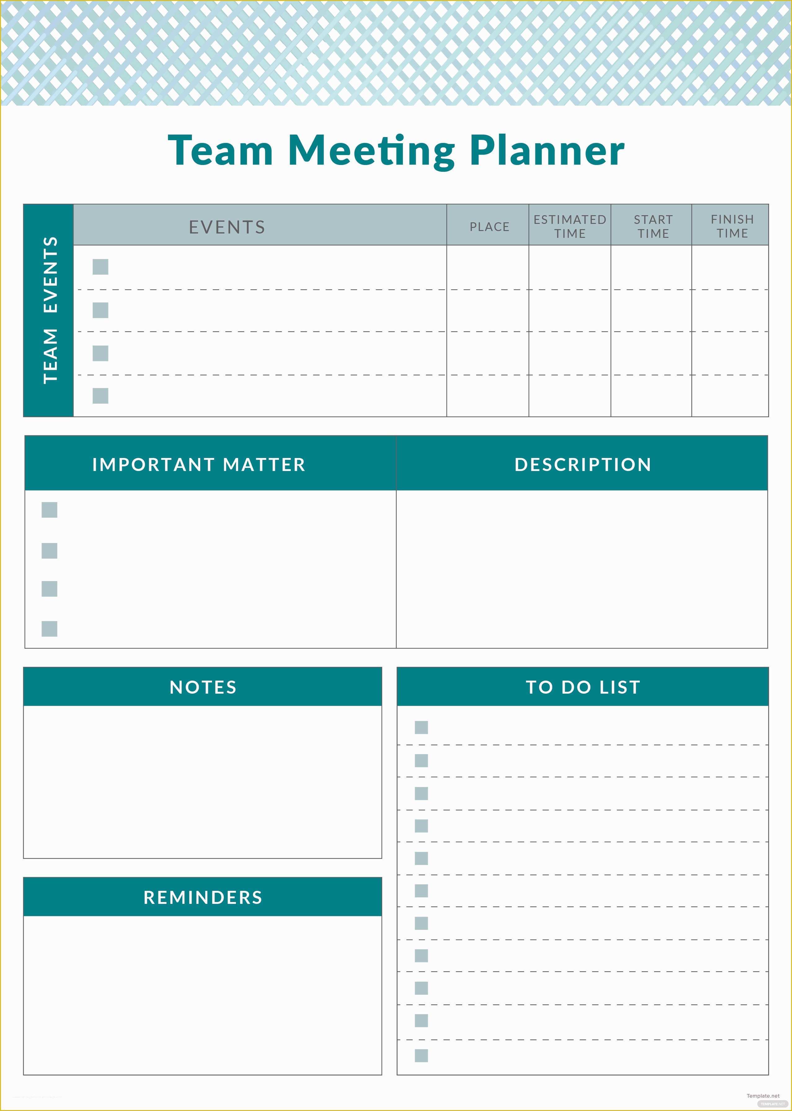 Free Meeting Planning Templates Of Free Team Meeting Planner Template In Adobe Illustrator