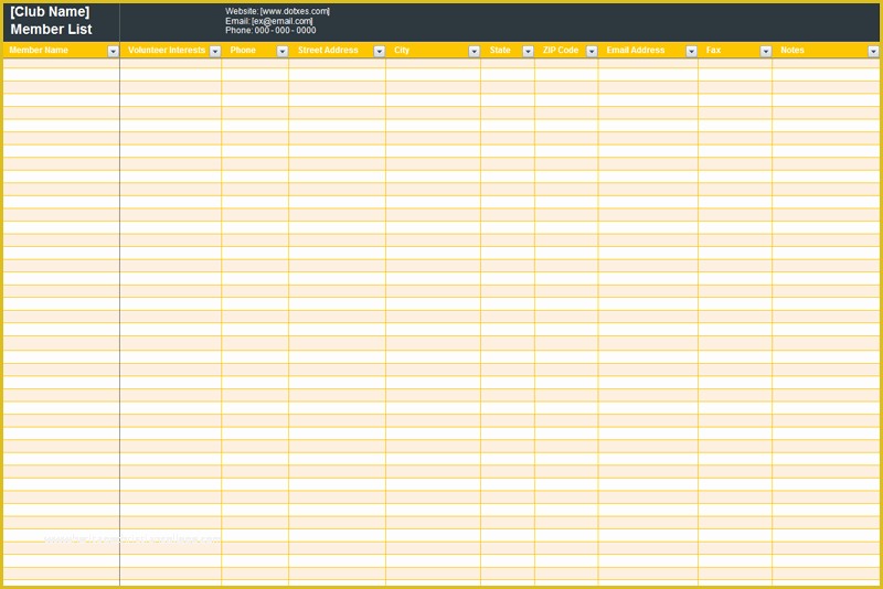 Free Membership Database Template Of Club Membership List Template Dotxes
