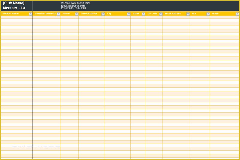 Free Membership Database Template Of Club Membership List Template Dotxes