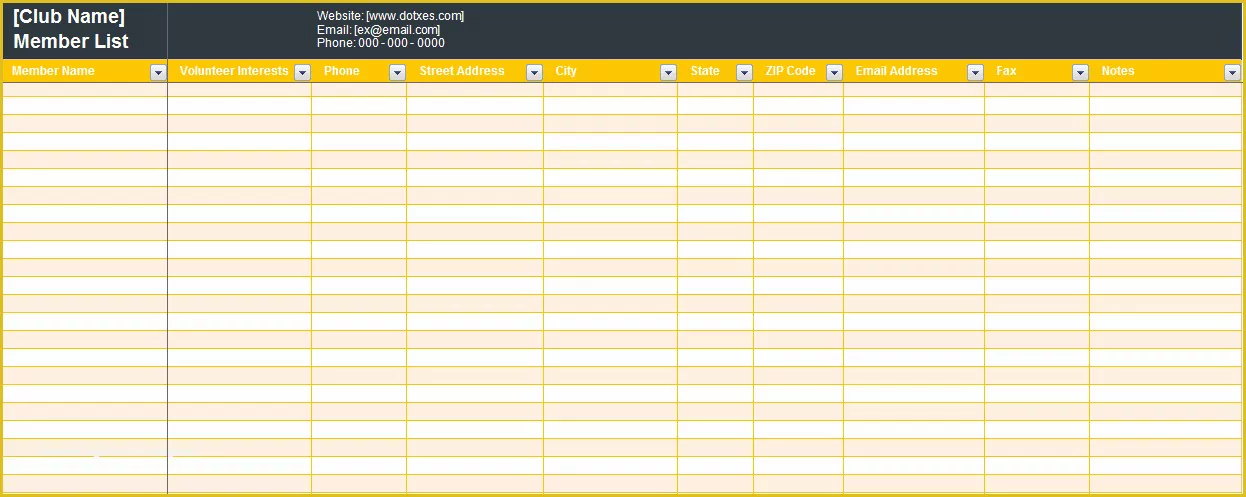 Free Membership Database Template Of Club Membership List Template In Ms Excel to Help You In