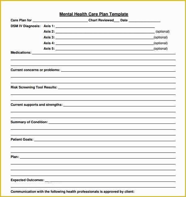 Free Mental Health Treatment Plan Template Of 10 Health Plan Templates