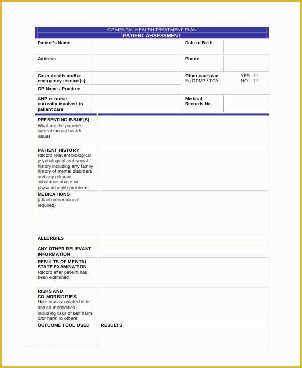 Free Mental Health Treatment Plan Template Of 11 Mental Health Care Plan Templates Pdf Doc