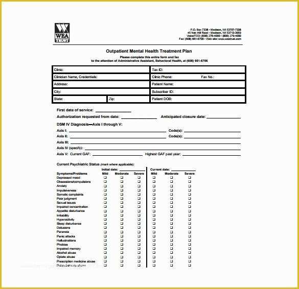 Free Mental Health Treatment Plan Template Of 14 Treatment Plan Templates Sample Word Google Docs