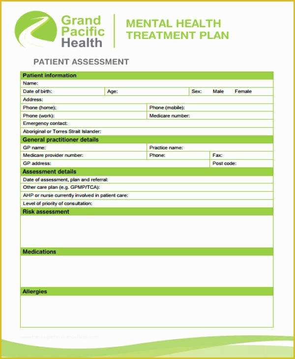Free Mental Health Treatment Plan Template Of 8 Treatment Plan Samples & Templates