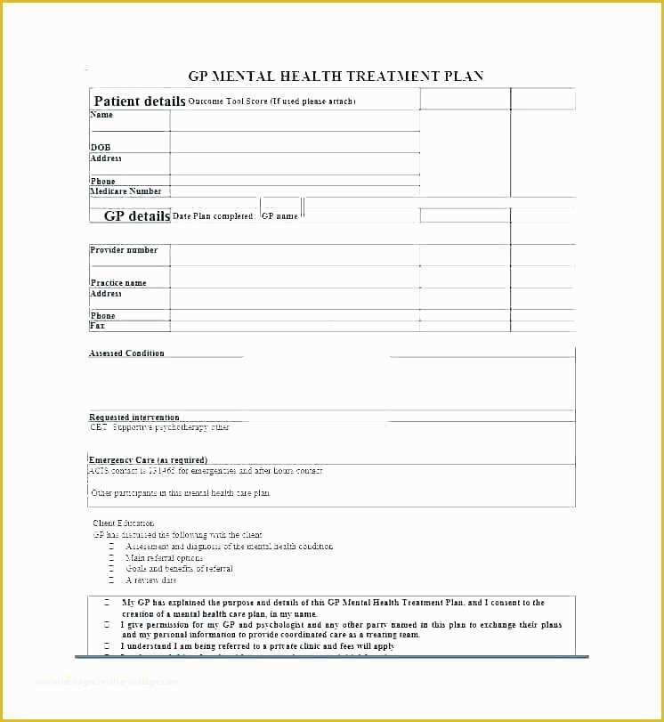 Free Mental Health Treatment Plan Template Of Emergency Care Plan Template Mental Health Free Templates