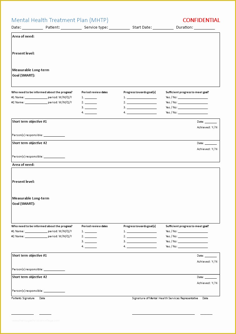 Free Mental Health Treatment Plan Template Of Mental Health Treatment Plan