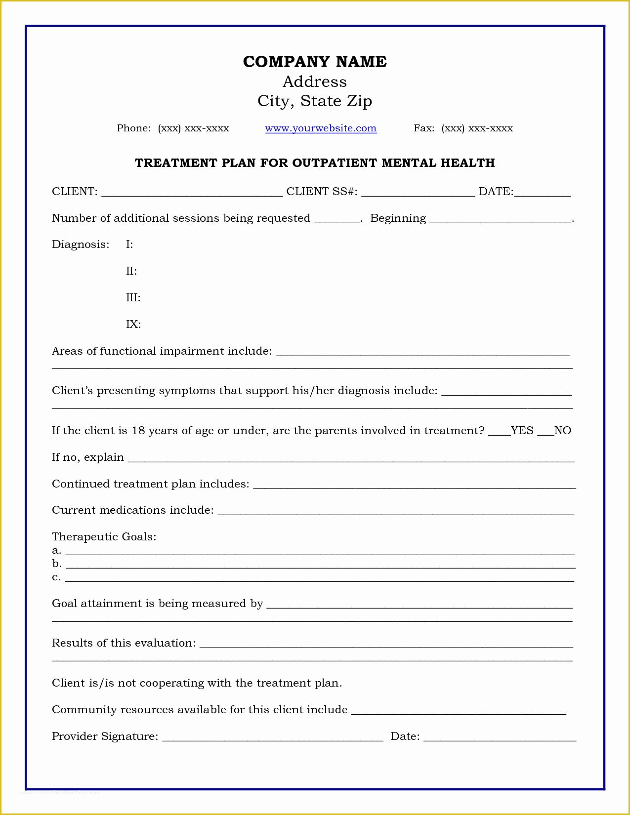 Free Mental Health Treatment Plan Template Of 8 Treatment Plan 