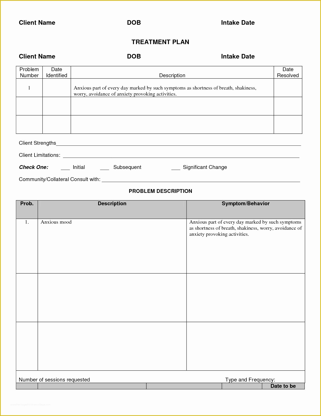 Free Mental Health Treatment Plan Template Of Treatment Plan Template