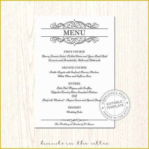 Free Menu Card Template Of Elegant Wedding Menu Template Editable Wedding Menu Card