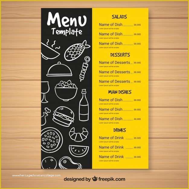 Free Menu Card Template Of Fast Food Menu Template Vector