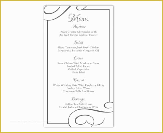 Free Menu Card Template Of Free Printable Menu Cards