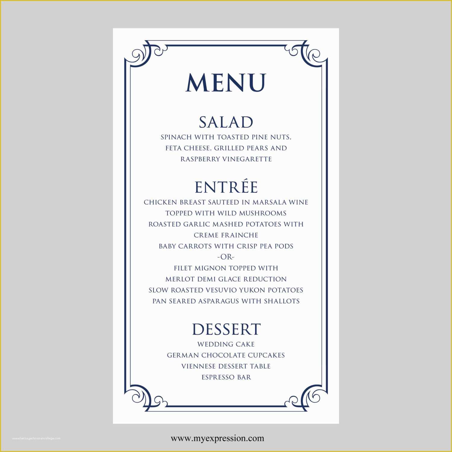 Free Menu Card Template Of Free Wedding Menu Card Templates
