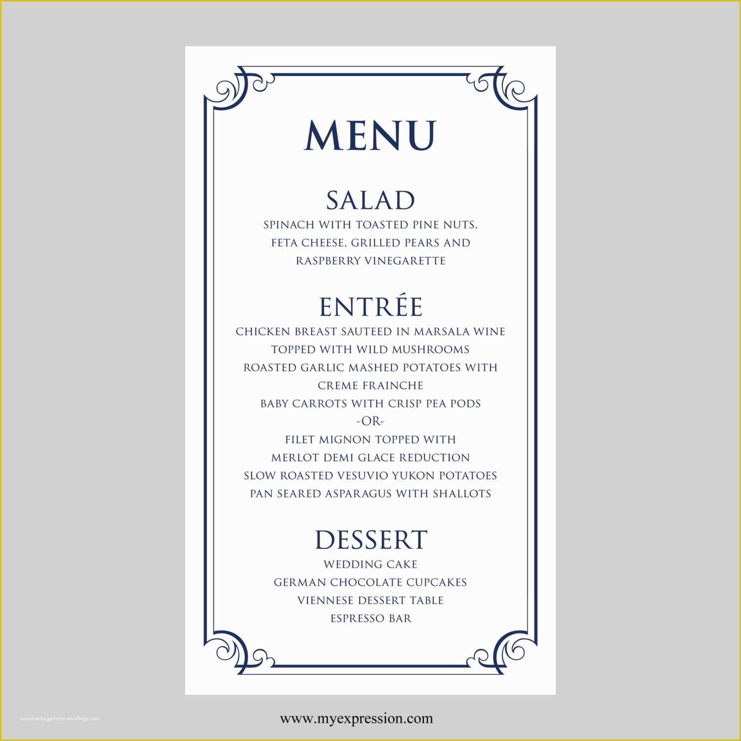 Free Menu Card Template Of Free Wedding Menu Card Templates