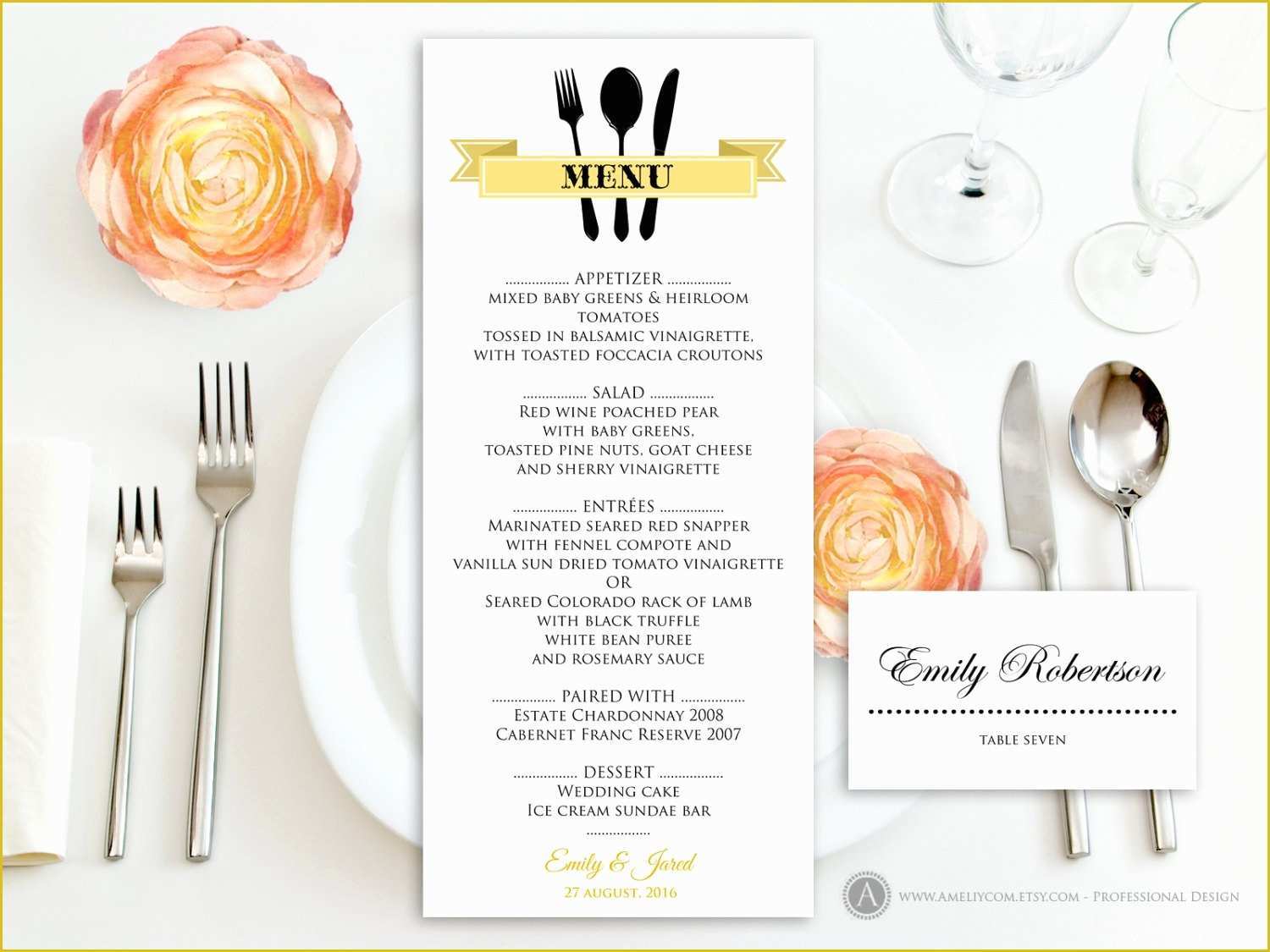 Free Menu Card Template Of Printable Gold Menu Free Place Card Template Self Print