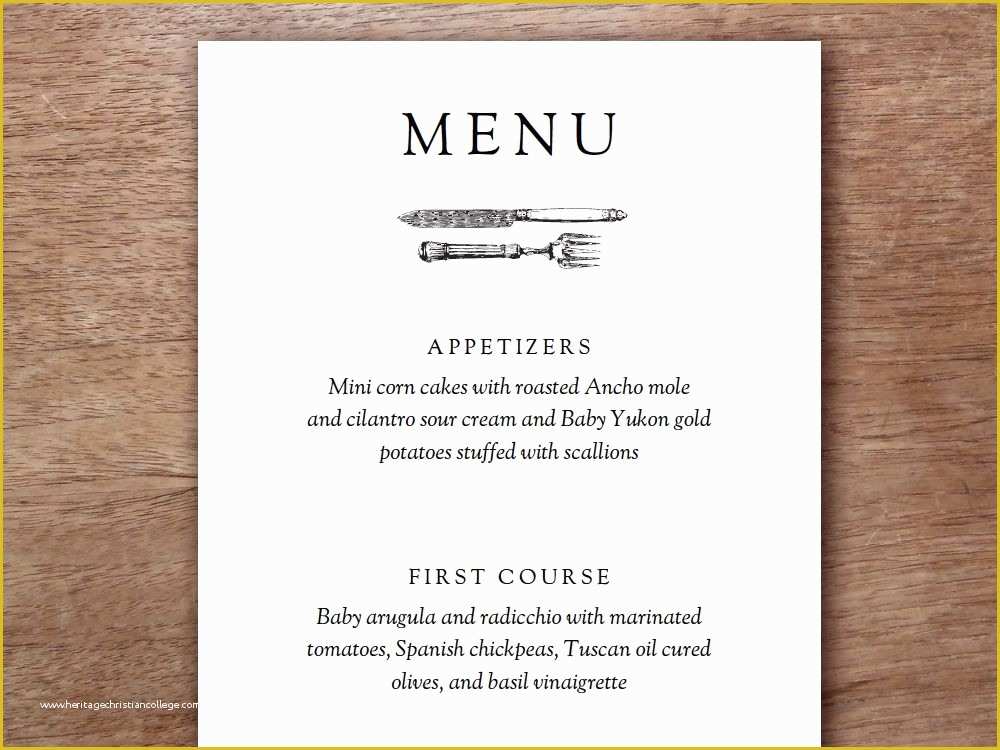 Free Menu Card Template Of Printable Menu Kate & Wills