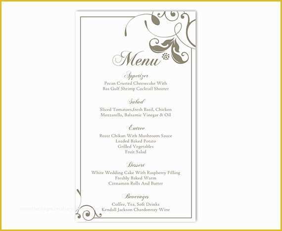 Free Menu Card Template Of Wedding Menu Template Diy Menu Card Template Editable Text