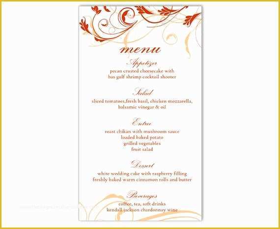Free Menu Card Template Of Wedding Menu Template Diy Menu Card Template Editable Text