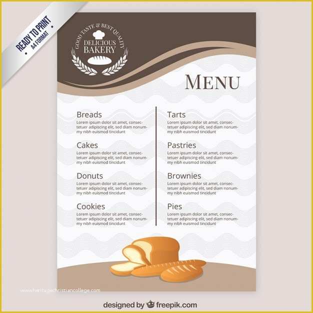 Free Menu Design Templates Of Elegant Menu Template Bakery Vector