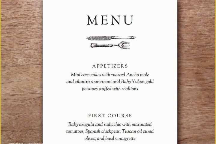 Free Menu Design Templates Of Printable Menu Kate &amp; Wills