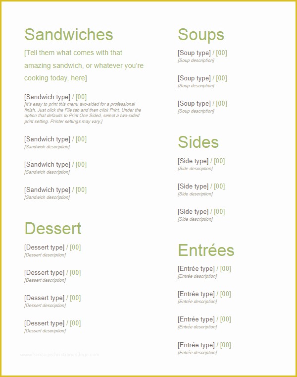 Free Menu Template Google Docs Of 35 Free Menu Templates Word Doc Psd Designs