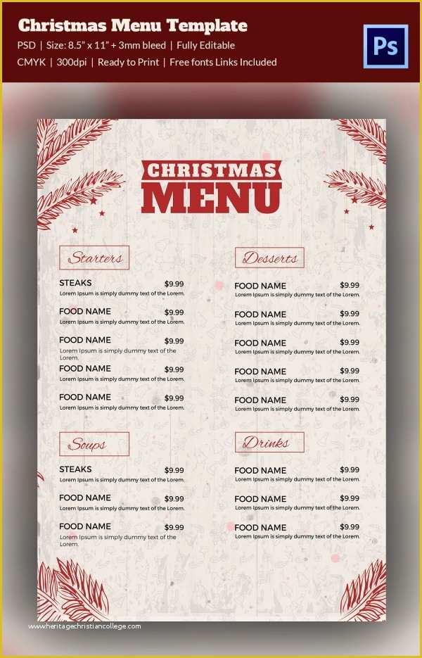 Free Menu Templates Download Of 35 Christmas Menu Template Free Sample Example format