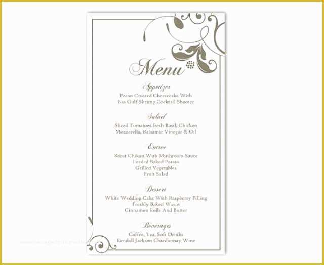 Free Menu Templates Download Of Wedding Menu Template Diy Menu Card Template Editable Text