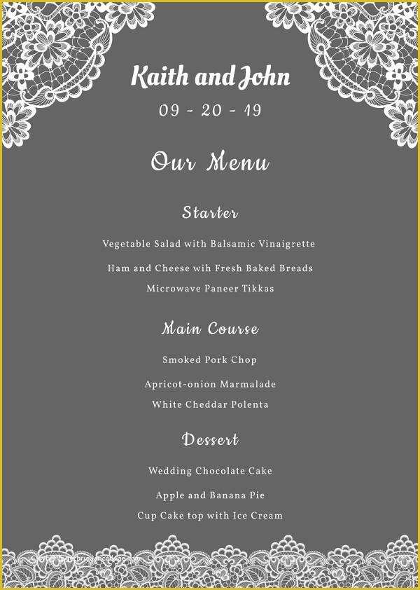Free Menu Templates for Mac Of 14 Simple Wedding Menu Designs & Templates Psd Ai