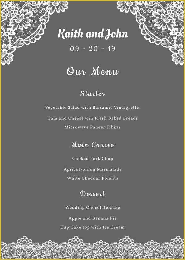 Free Menu Templates for Mac Of 14 Simple Wedding Menu Designs & Templates Psd Ai