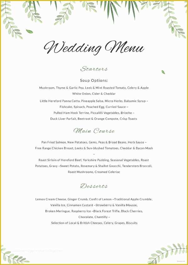 Free Menu Templates for Mac Of 14 Simple Wedding Menu Designs &amp; Templates Psd Ai