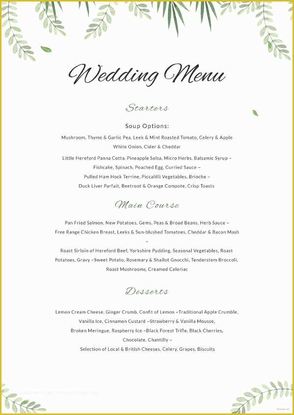 Free Menu Templates for Mac Of 14 Simple Wedding Menu Designs & Templates Psd Ai