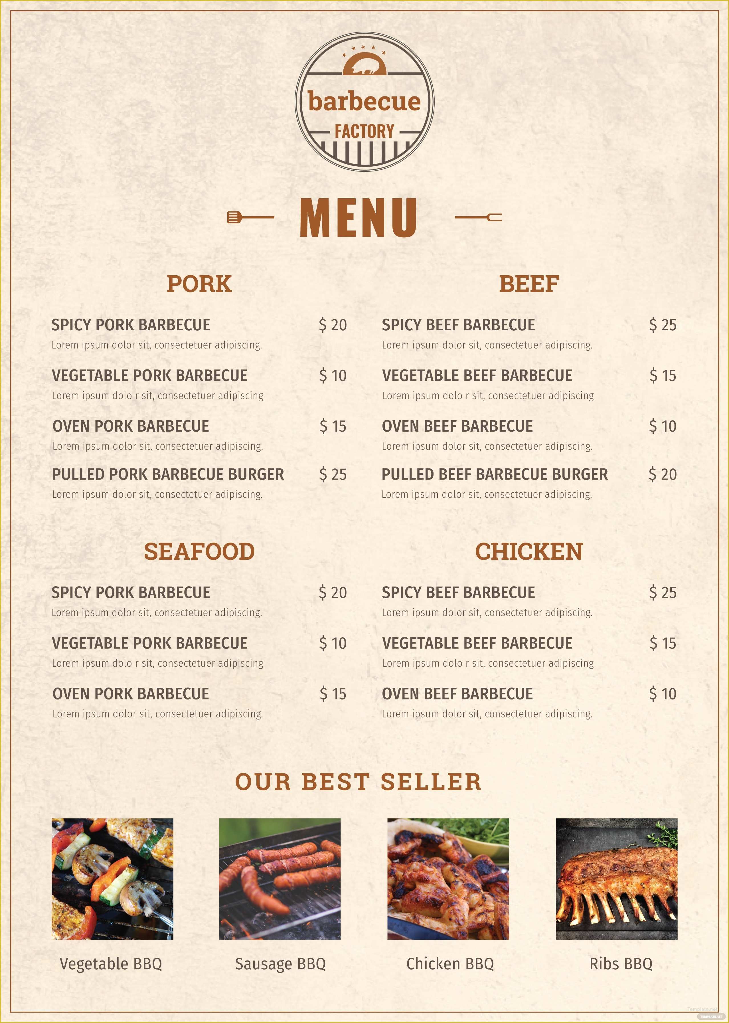 Free Menu Templates for Mac Of Free Minimal Barbecue Menu Template In Adobe Shop