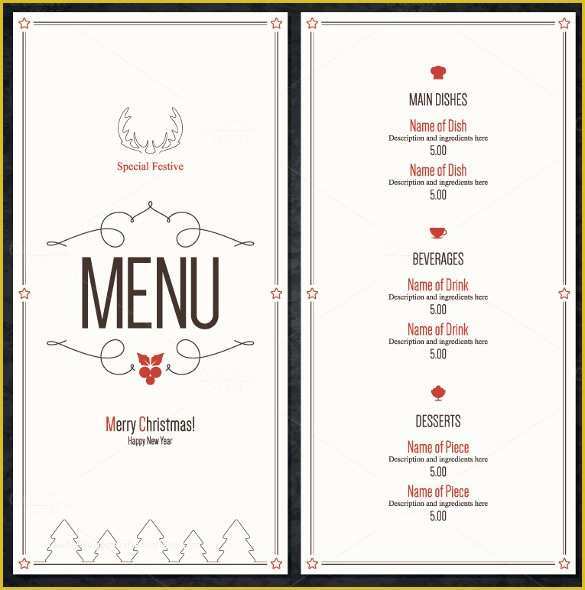 Free Menu Templates for Word Of Christmas Menu Template 16 Free Psd Eps Ai