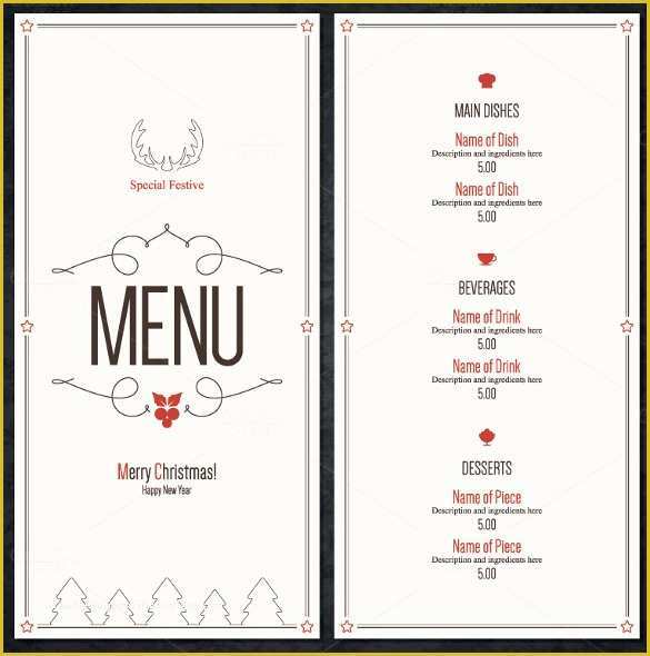 Free Menu Templates for Word Of Christmas Menu Template 16 Free Psd Eps Ai